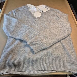 Light Heather Gray V-Neck Sweater - Classic Everyday Knit
